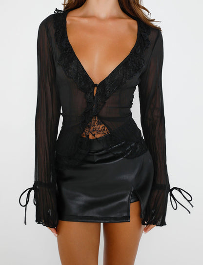 DAPHNIE PU SKORT - BLACK