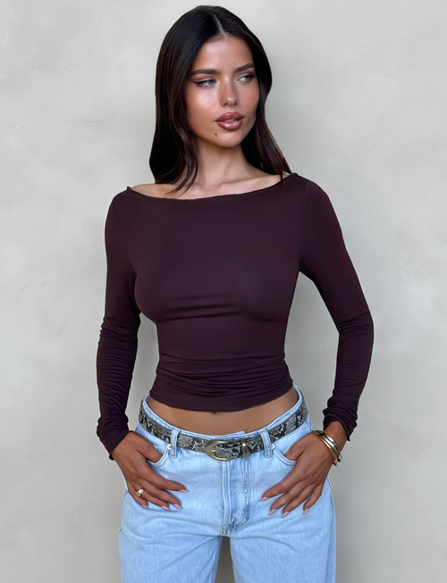 BIANKA TOP - BROWN : CHOCOLATE