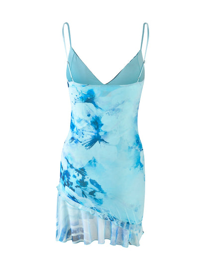 CARLY DRESS - BLUE : FLORAL WAVE