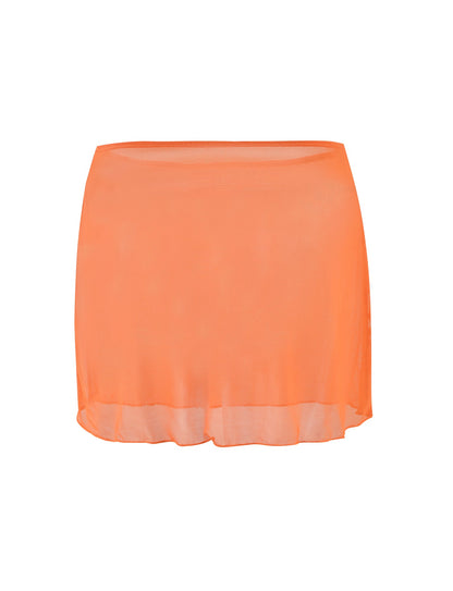 CYNTHIA MINI MESH SKIRT - ORANGE : BURNT ORANGE