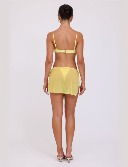 CYNTHIA MINI MESH SKIRT - YELLOW : PALE YELLOW