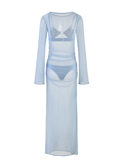 ALAYNA THREE PIECE MAXI DRESS - BLUE : PALE BLUE