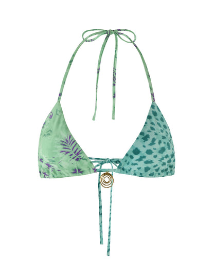 AUTUMN BIKINI TOP - GREEN : FLORAL : ANIMAL