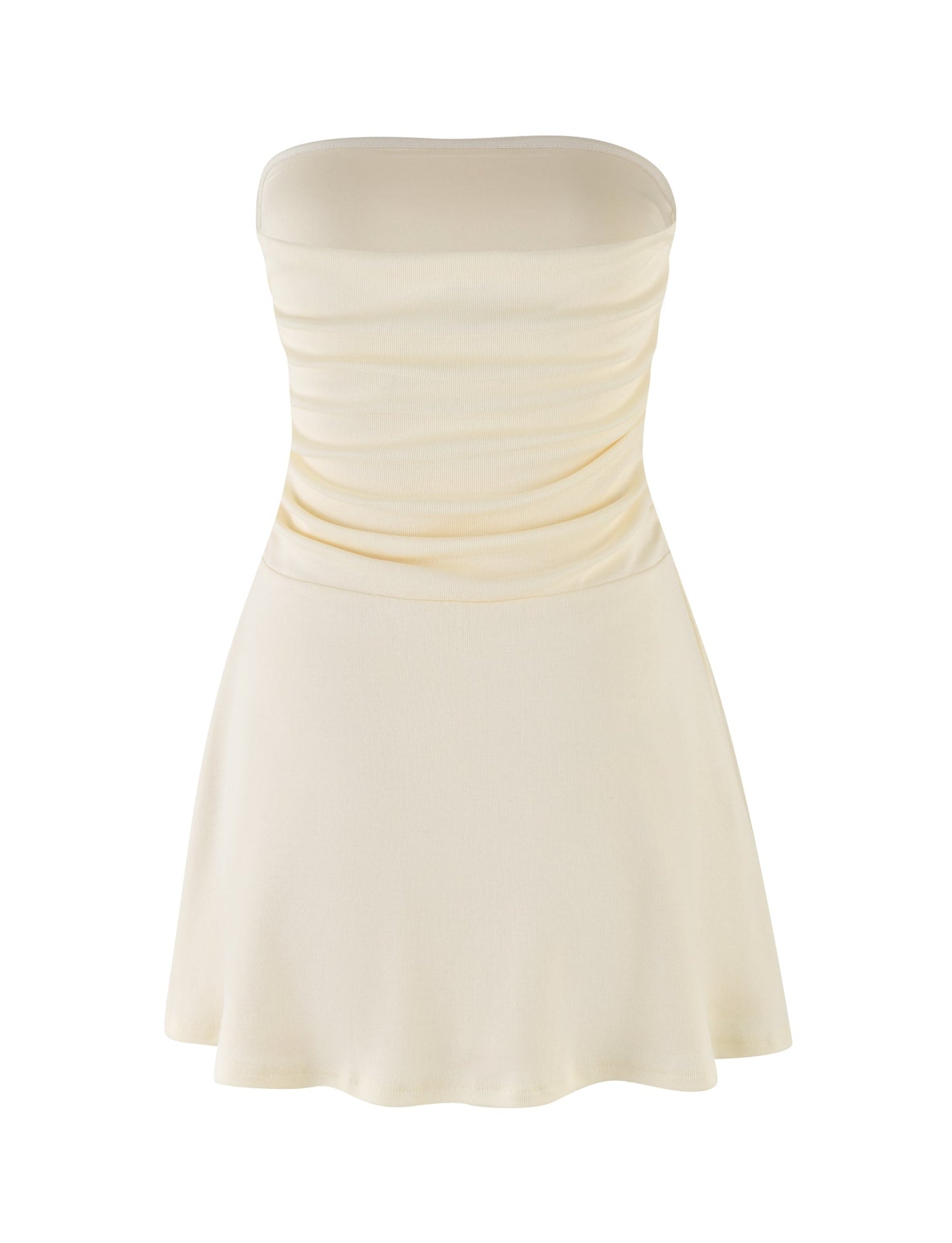 HARRIETT RIB MINI DRESS - CREAM