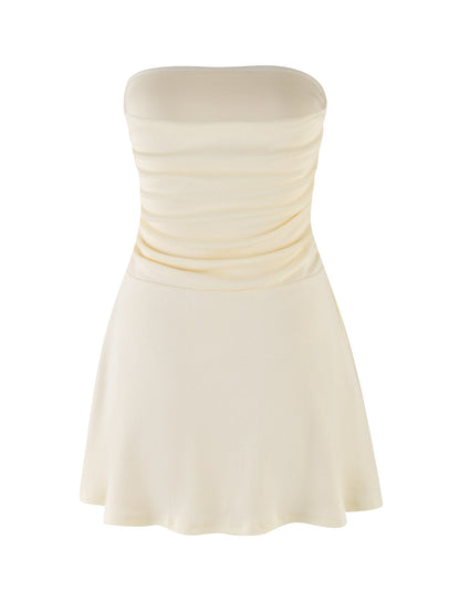 HARRIETT RIB MINI DRESS - CREAM