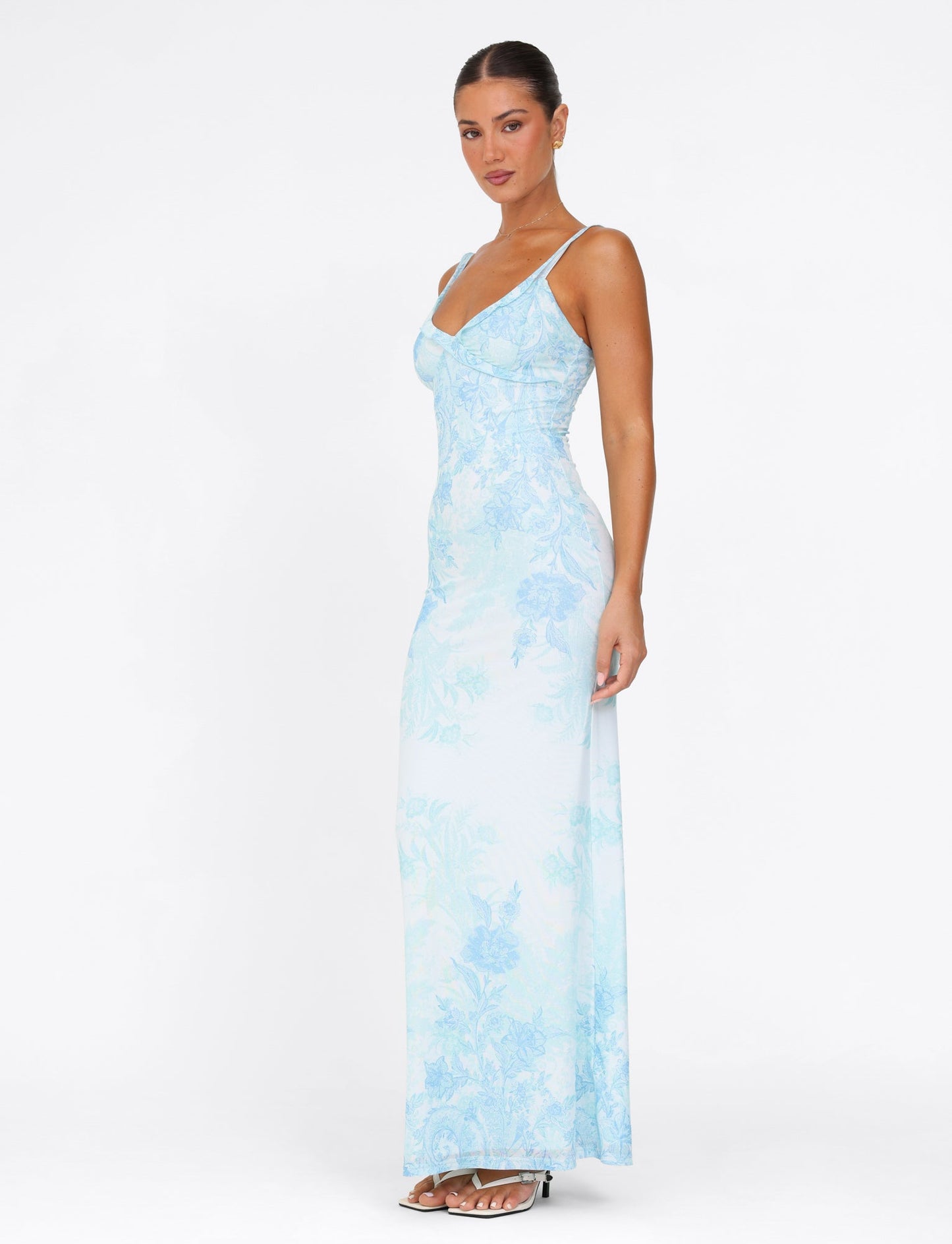 GUILIANNA FRILL MAXI DRESS - BLUE : FLORAL : TAPESTRY