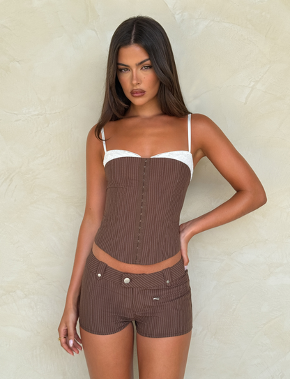 ANTONELLA CORSET 2.0 - BROWN : CHOCOLATE : CHOCOLATE PINSTRIPE