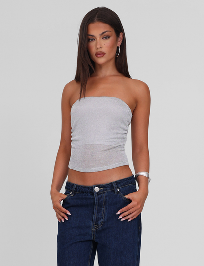 HARRIETT TUBE TOP - SILVER