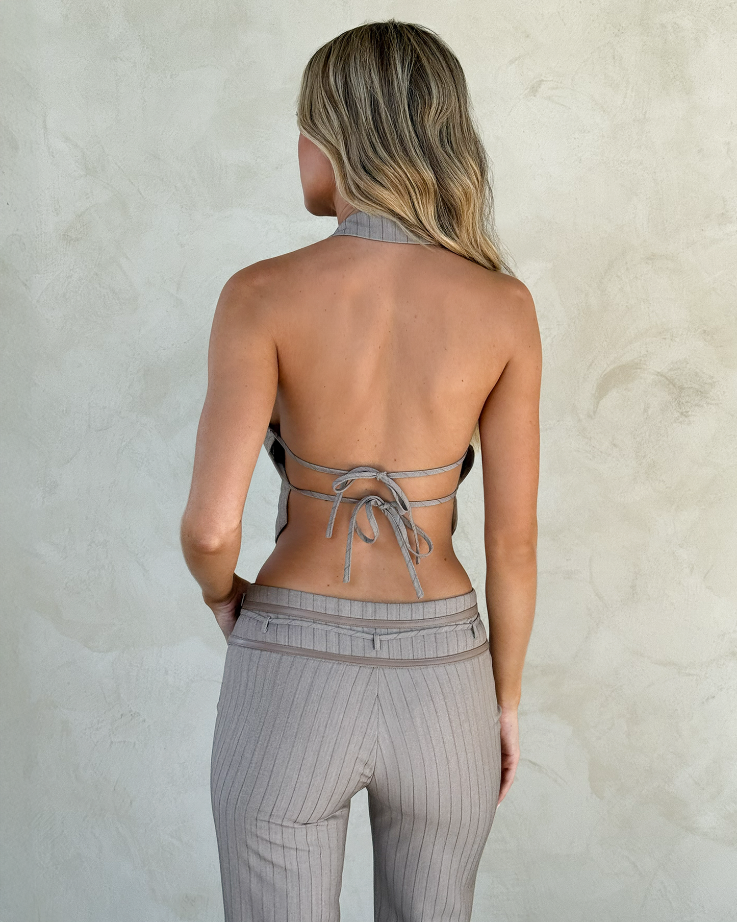 FEDRA VEST - TAN PINSTRIPE