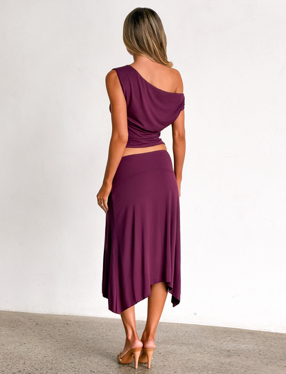 ALYSSA HI LO SKIRT - PLUM