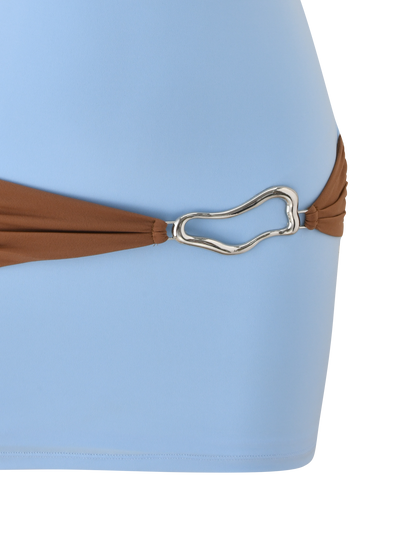 EOS MINI DRESS - SOFT BLUE AND MOCHA