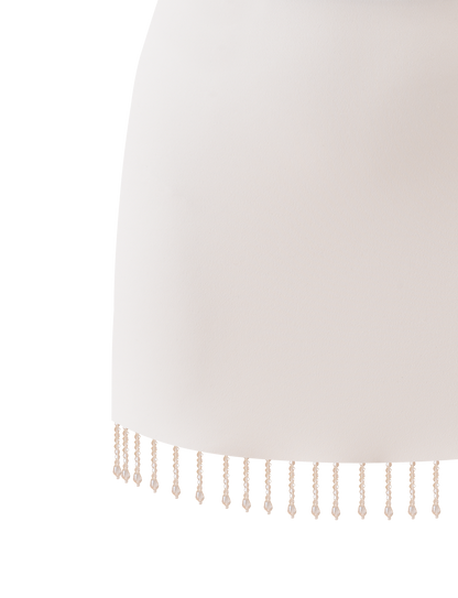 AUBRIELLA TASSLE MINI SKIRT - CREAM