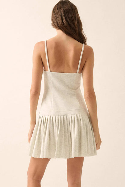 Premium Scuba Zip-Front Pleated Mini Dress