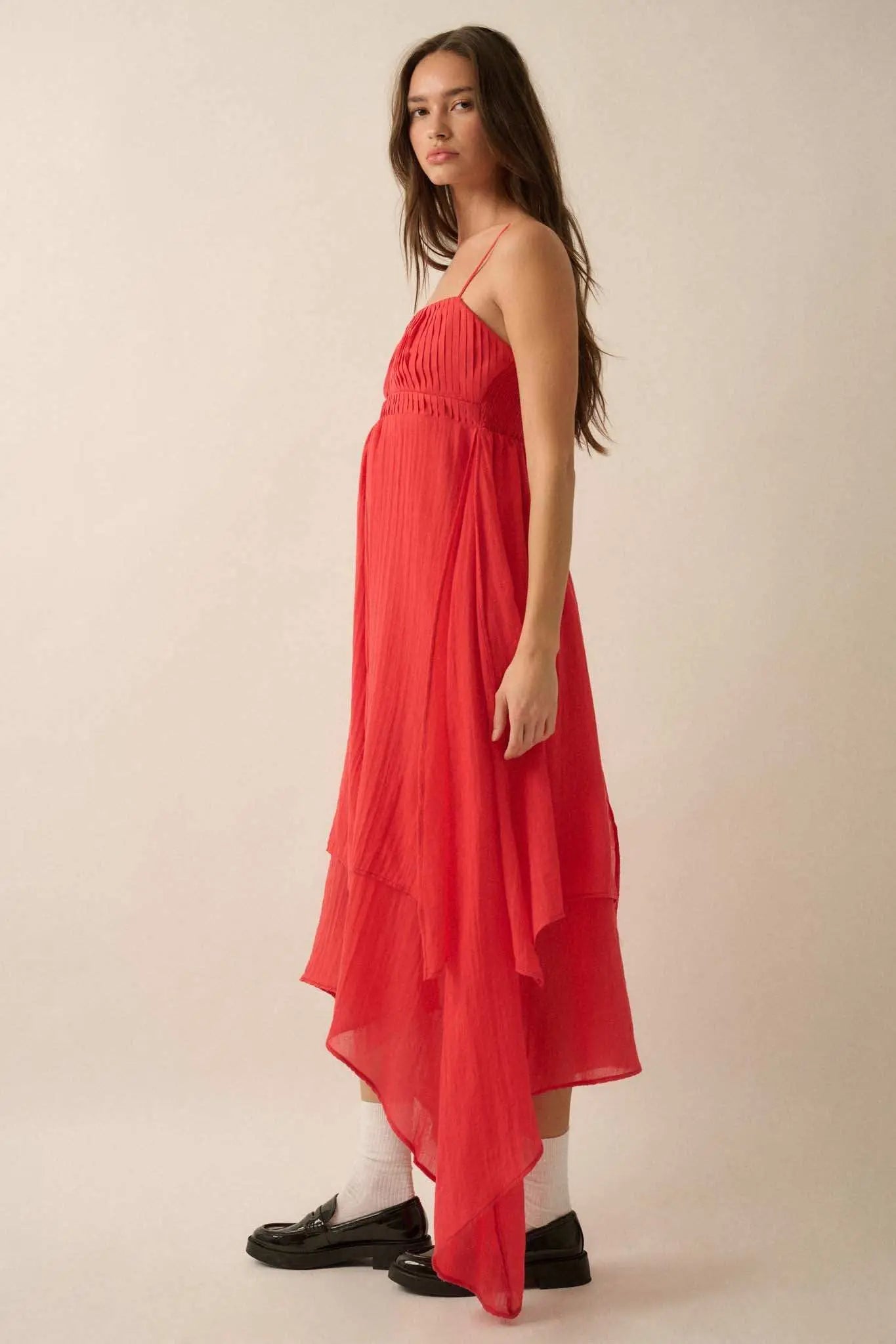 Floating Free Layered Handkerchief Maxi Dress