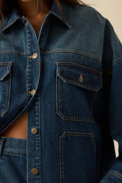 Honest Living Washed Denim Pocket Shacket