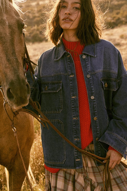 Honest Living Washed Denim Pocket Shacket