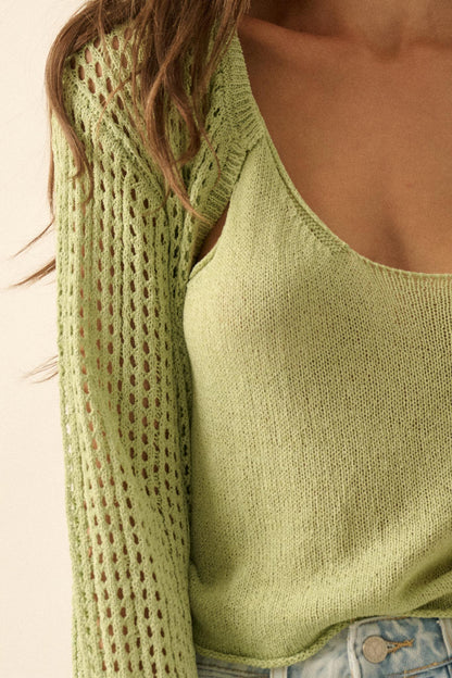 Net Worth Crochet-Knit Cardigan and Tank Set
