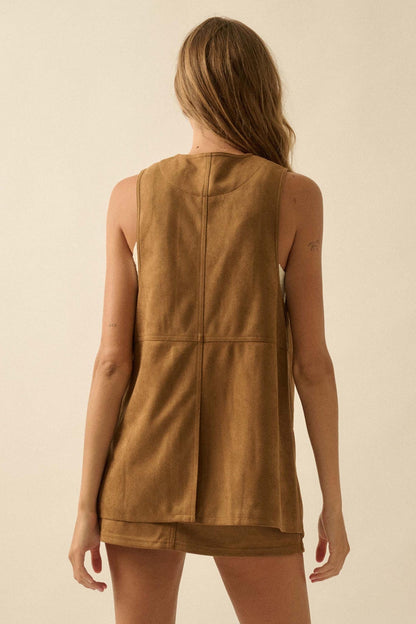 Sweet Meadow Floral-Embroidered Vegan Suede Vest