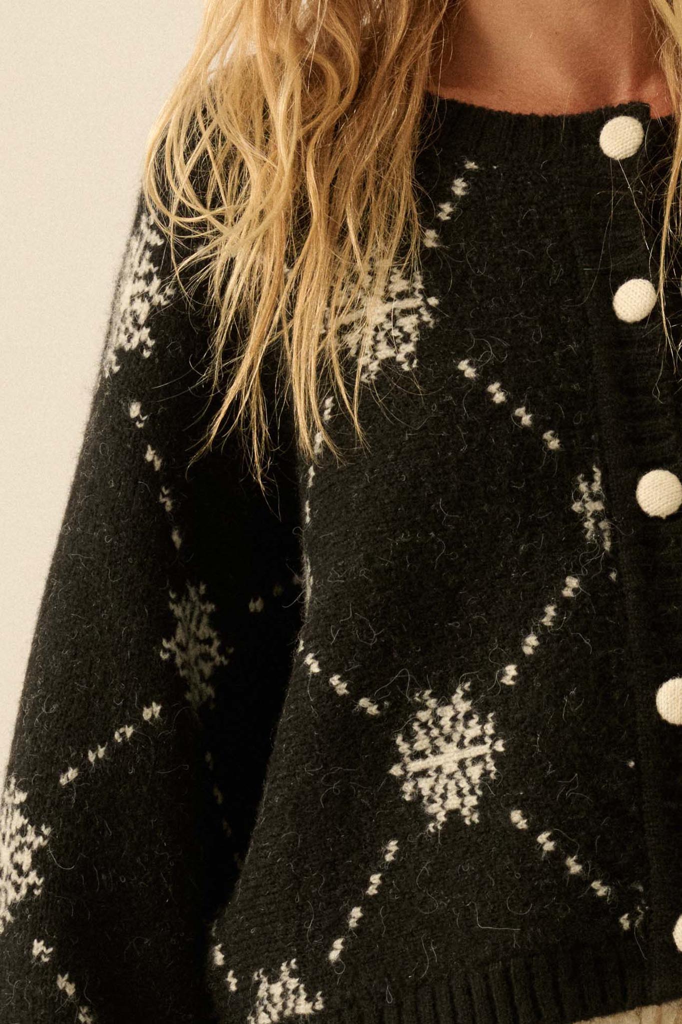 Soft as Snow Button-Front Snowflake Cardigan