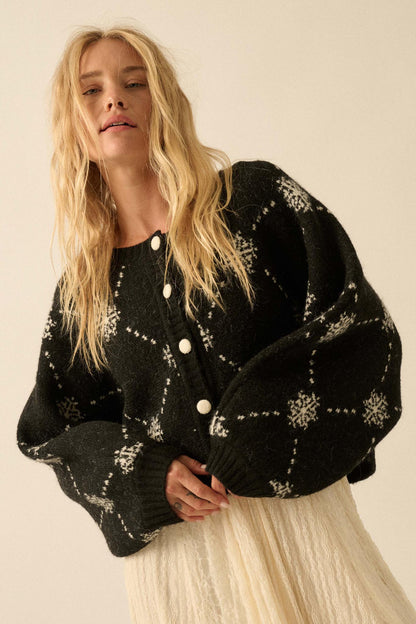 Soft as Snow Button-Front Snowflake Cardigan