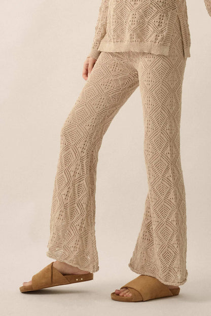Dancing Diamonds Pointelle Crochet-Knit Pants