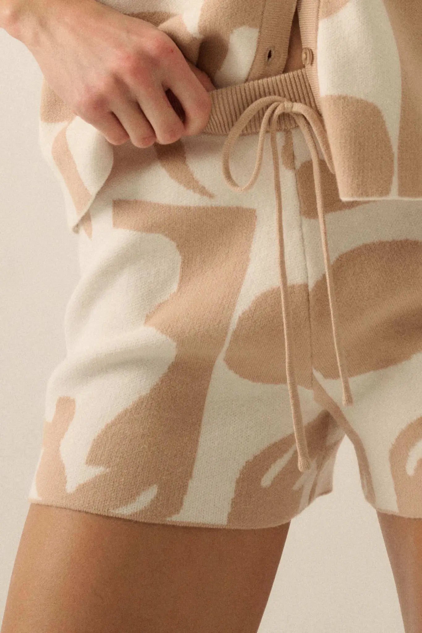 Bold Blooms Floral Jacquard Knit Sweater Shorts
