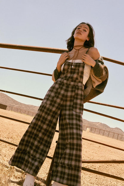 Out of the Woods Plaid Flannel Overall Jumpsuit