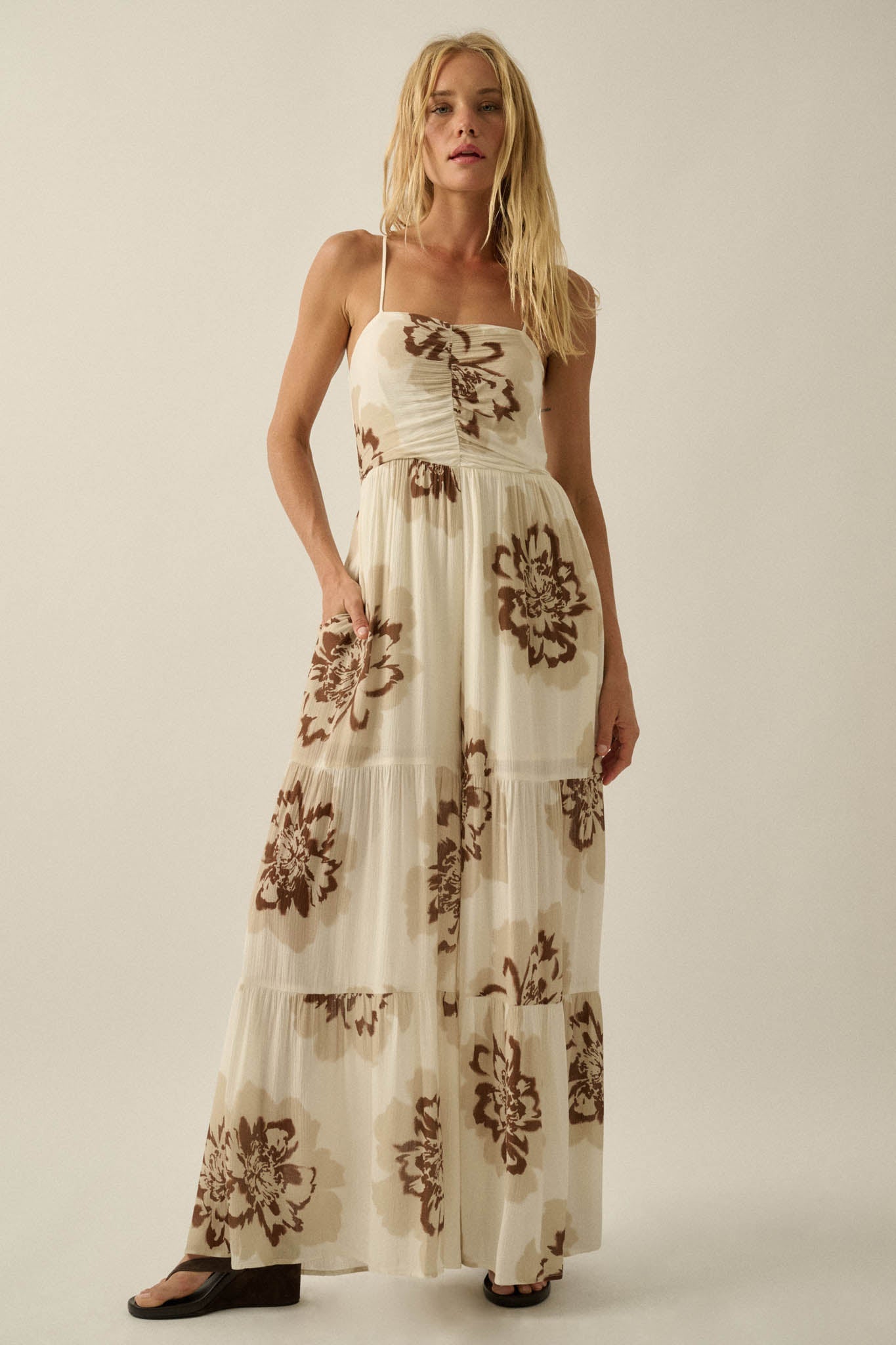 Bloom Me Away Floral Wide-Leg Tiered Jumpsuit