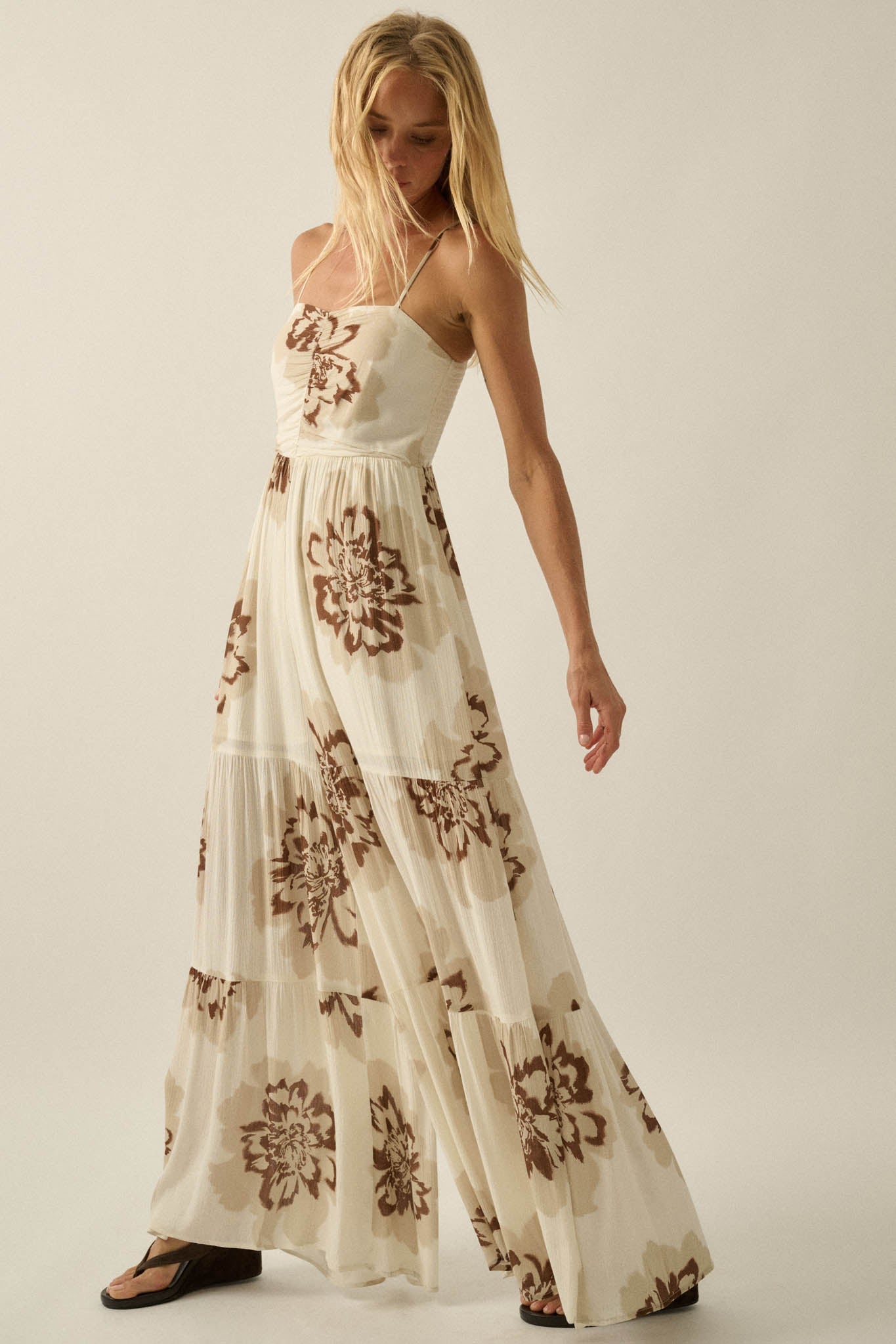 Bloom Me Away Floral Wide-Leg Tiered Jumpsuit
