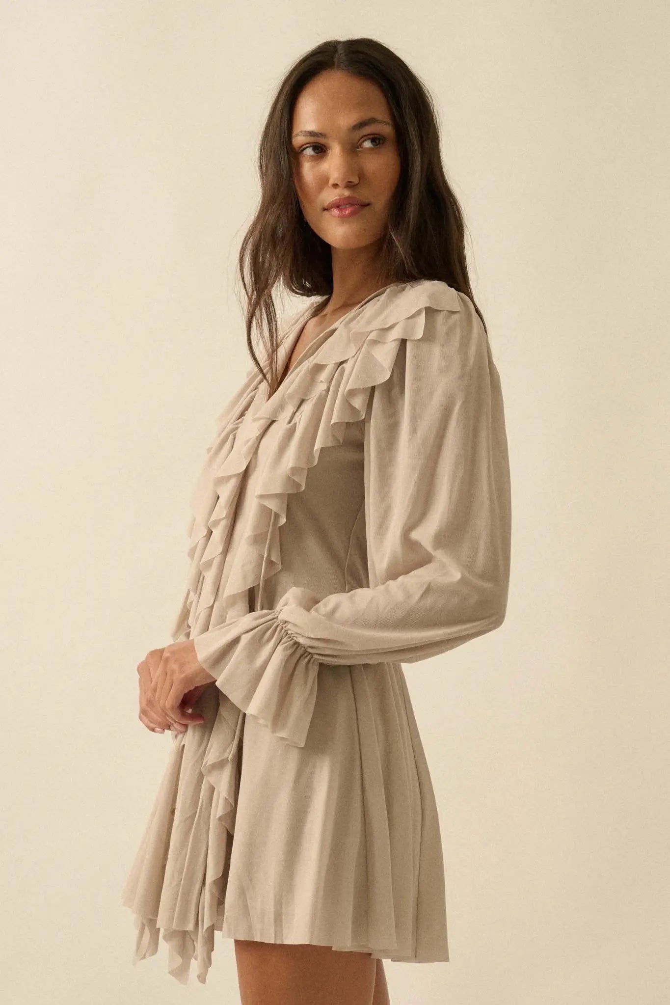 Wind Song Mesh Cascade Ruffle Peasant Romper