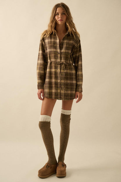 Hearth and Home Plaid Flannel Belted Shirt Romper