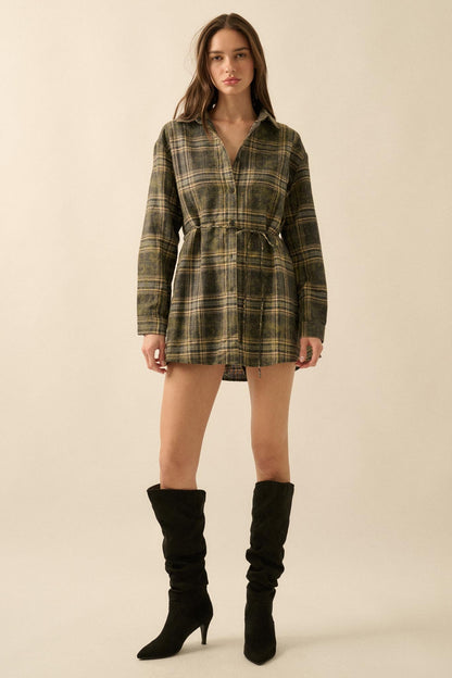Hearth and Home Plaid Flannel Belted Shirt Romper