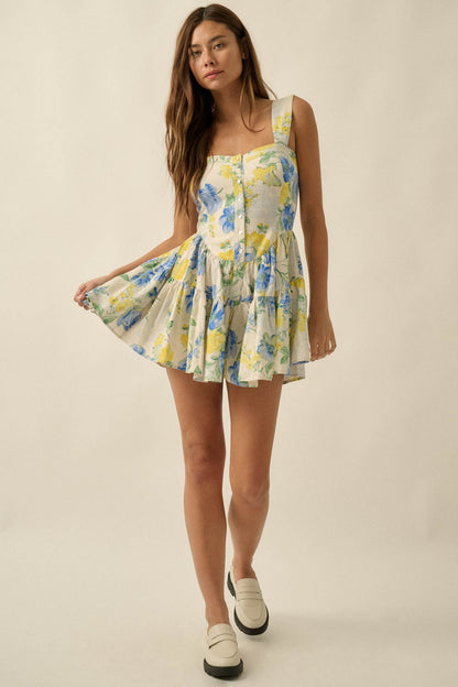 Beauty Within Floral Buttoned Tiered Ruffle Romper