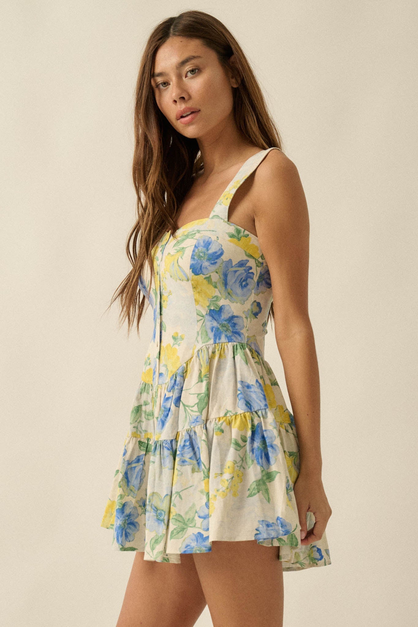 Beauty Within Floral Buttoned Tiered Ruffle Romper