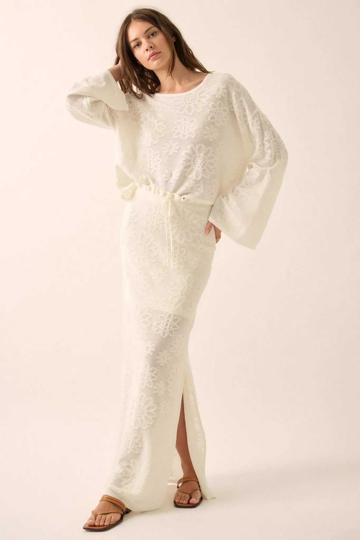 Flowers Forever Floral Jacquard Knit Maxi Skirt