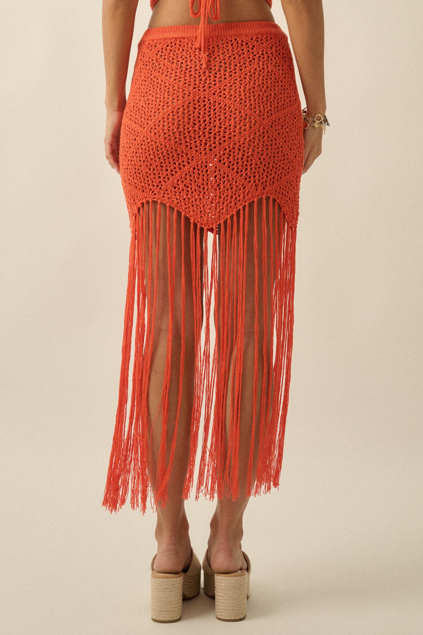 Fringe Festival Crochet Fringed Maxi Skirt