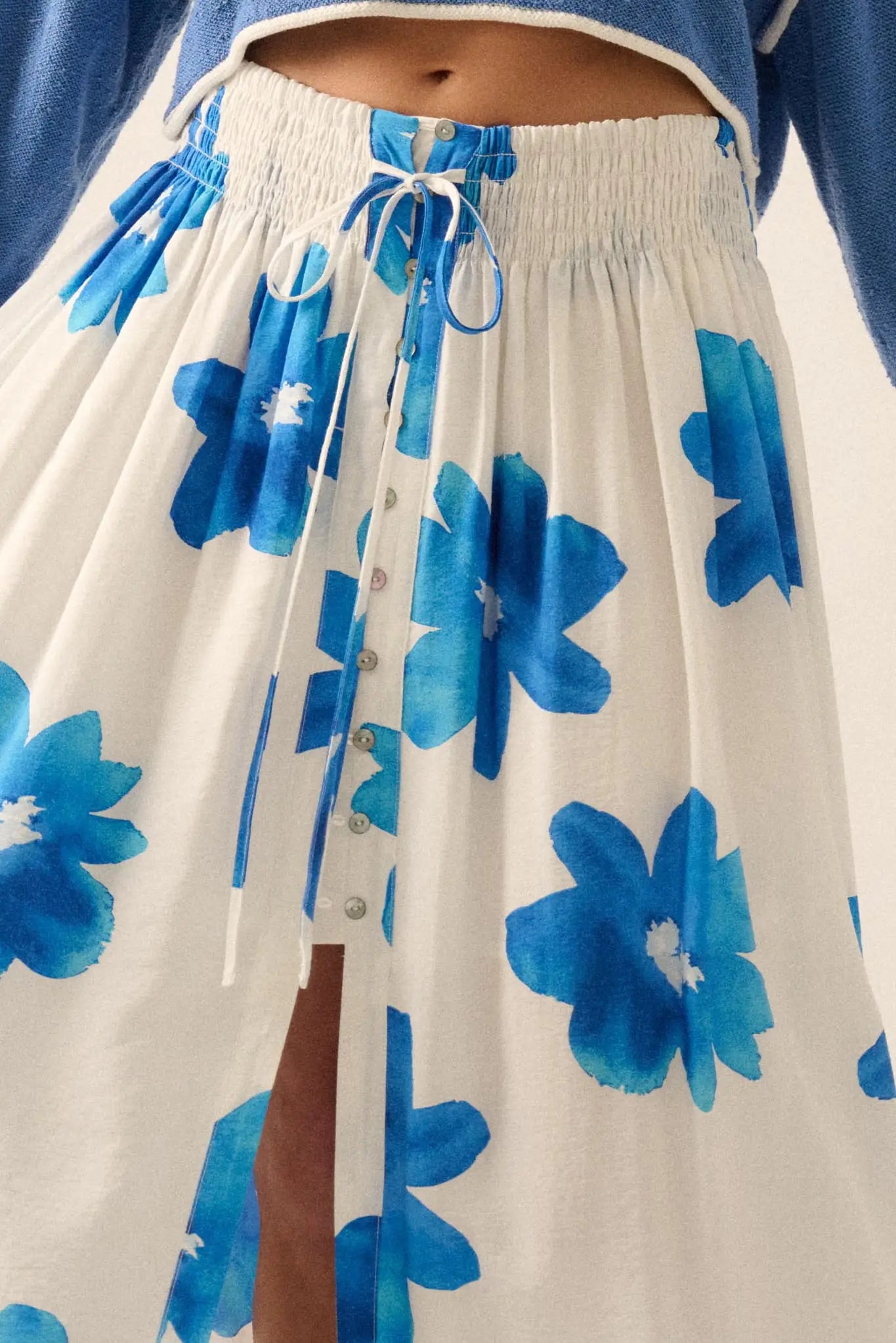 Blossoming Beauty Floral Button-Front Maxi Skirt