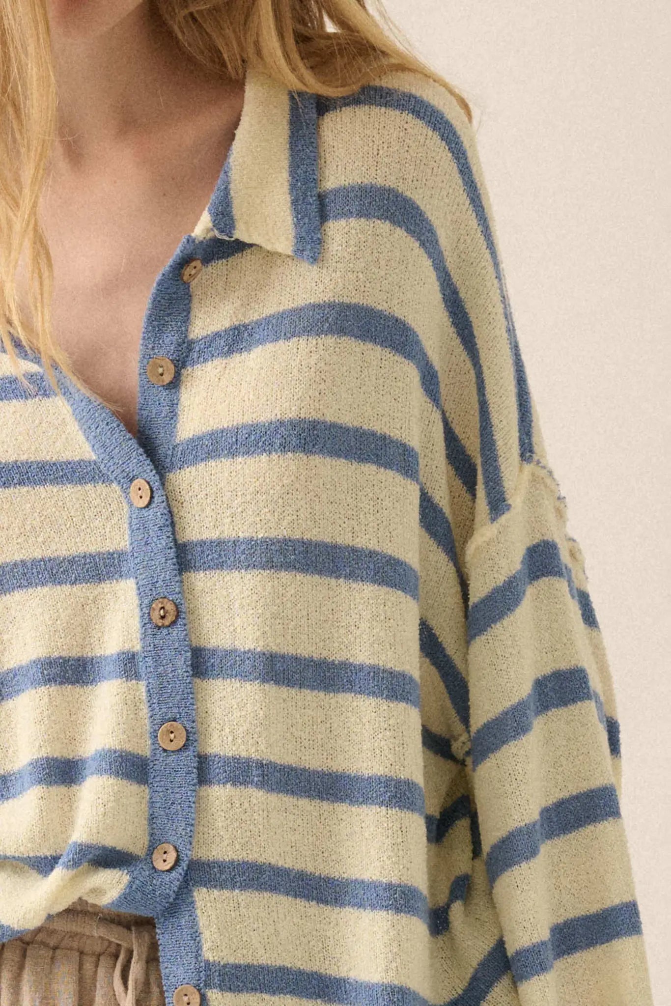 Between the Lines Striped Knit Collared Cardigan