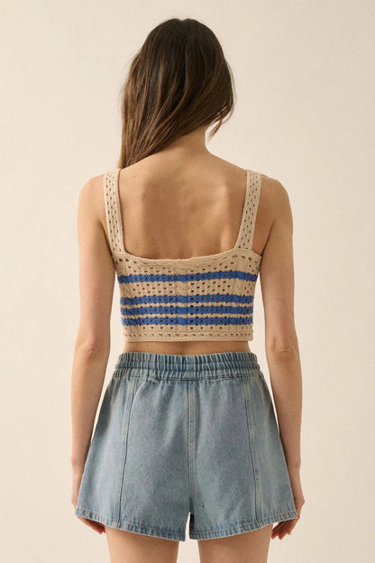 One More Time Striped Crochet Knit Tank Top