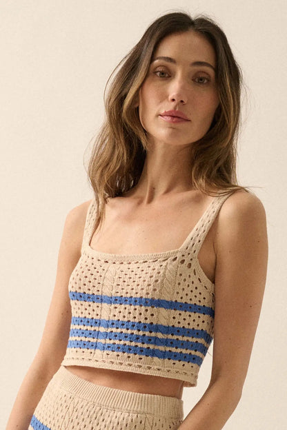 One More Time Striped Crochet Knit Tank Top