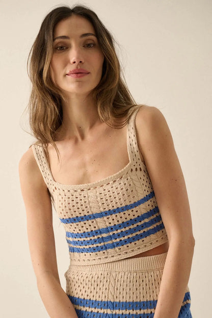 One More Time Striped Crochet Knit Tank Top
