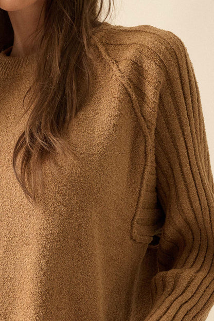 Promise the Label Textured Ribbed-Sleeve Sweater