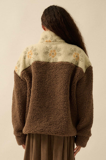Toasted Blooms Floral Fleece Half-Snap Pullover