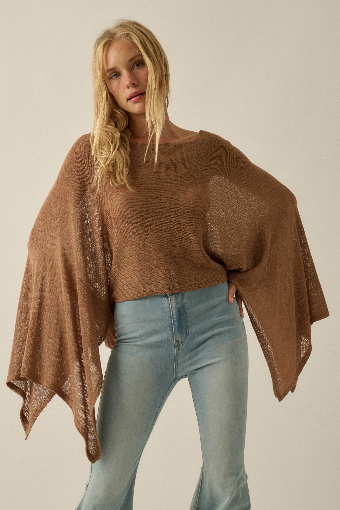Sheer to Stay Lightweight Knit Poncho Sweater