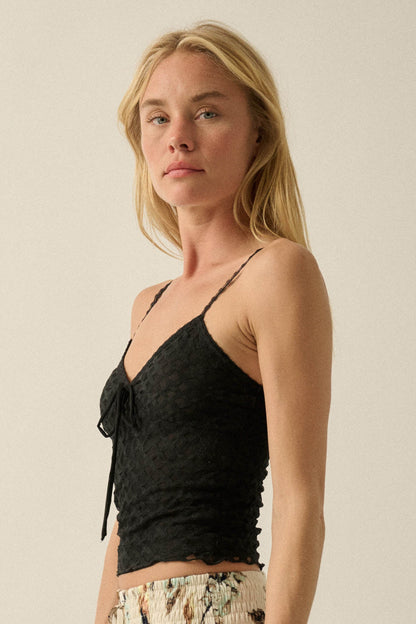 First Kiss Floral Lace Cropped Cami Top