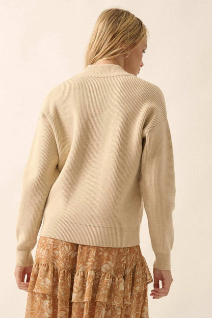 Say Anything Ribbed Knit Henley Sweater