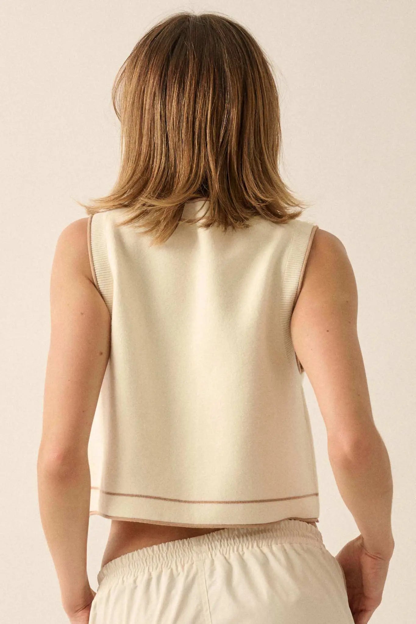 Break Out Sleeveless Button-Up Cropped Sweater
