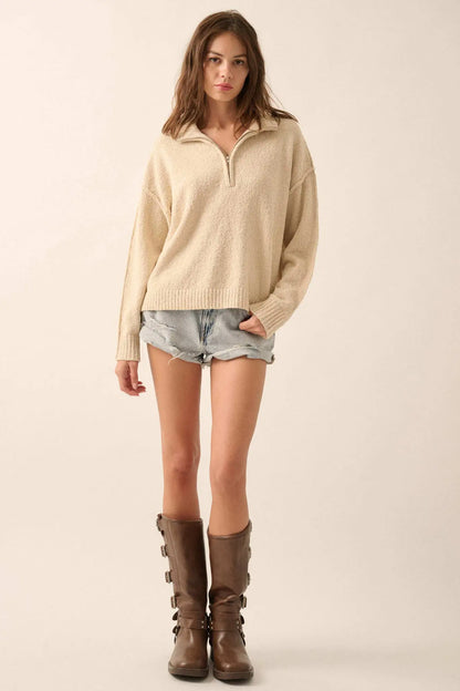 Choose Joy Textured Knit Half-Zip Sweater