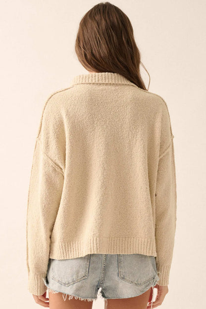 Choose Joy Textured Knit Half-Zip Sweater