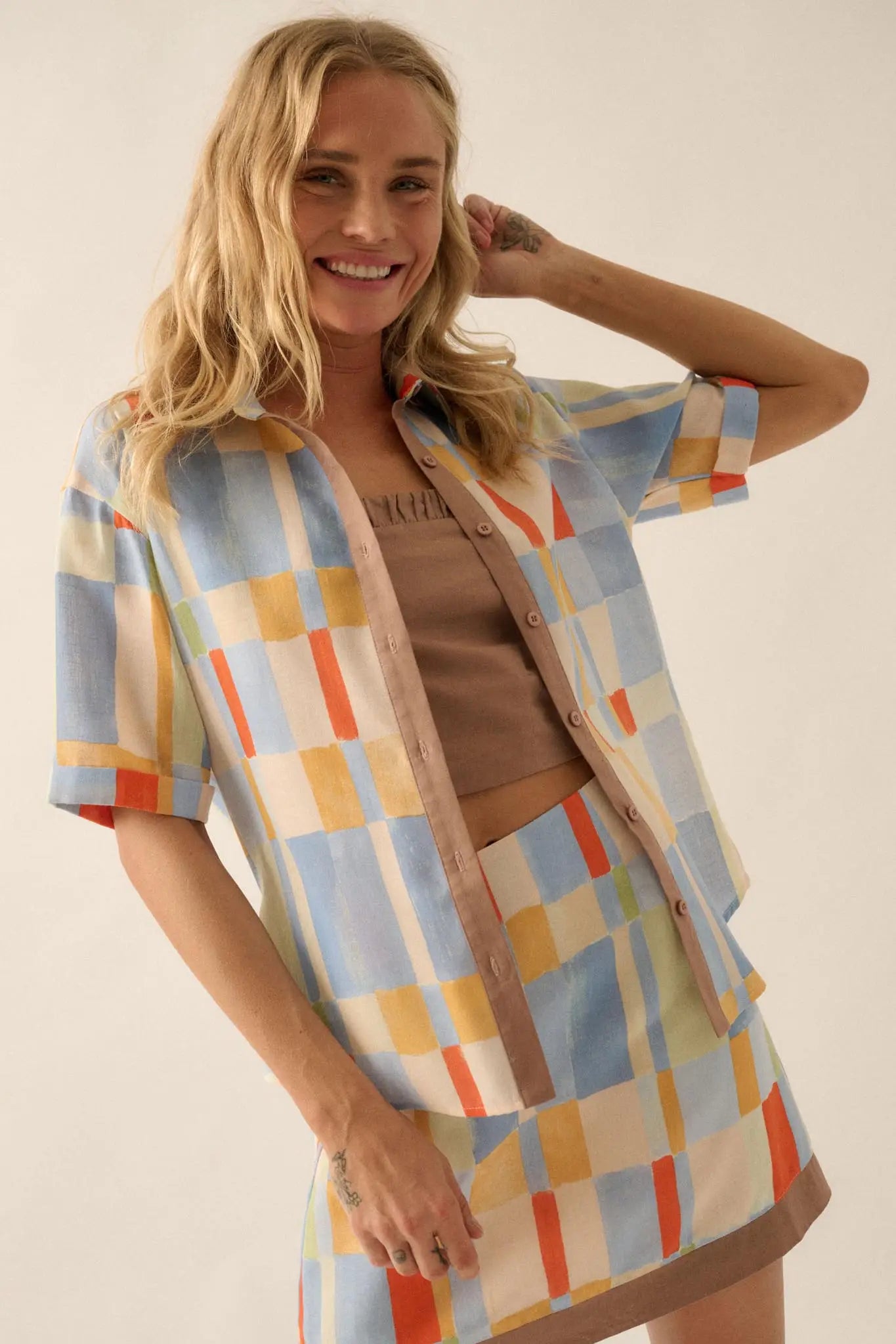 Shine Bright Multicolor Check Button-Up Shirt